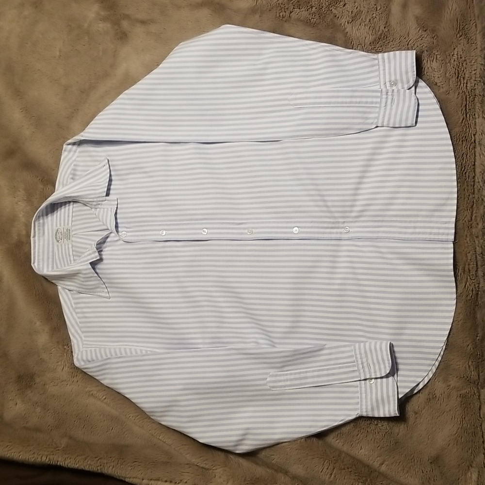 Brooks Brothers Made in USA Lt. Blue Stripe Oxford Cloth Button Down - Picture 2 of 8